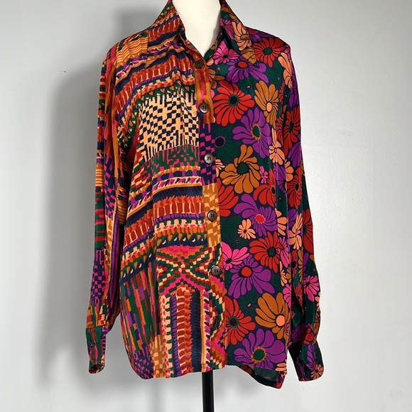 FARM RIO CLASSIC BUTTON DOWN SKIRT FLORAL PRINT-SIZE S MULTICOLOR NWT - Picture 6 of 10